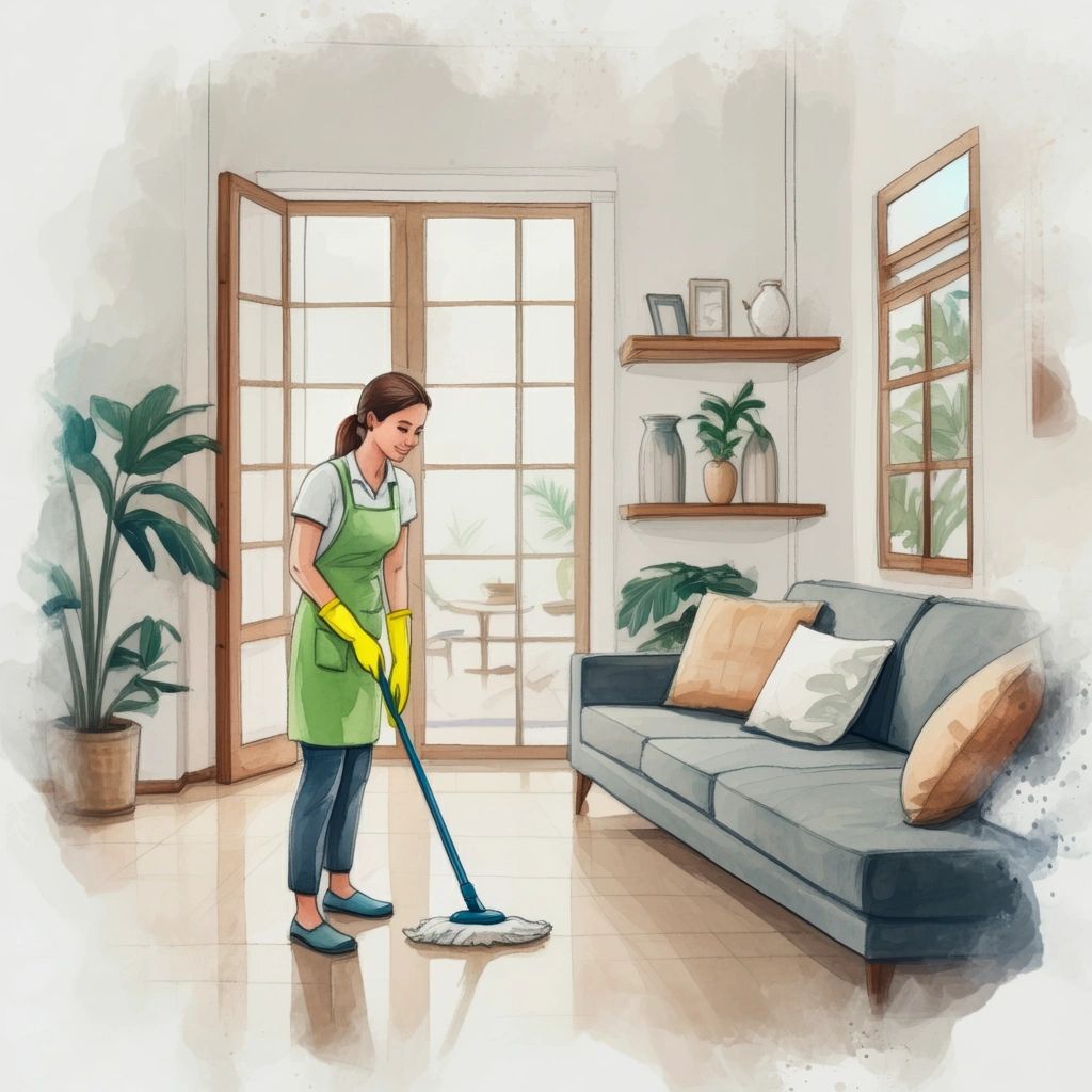 Residential cleaning in a modern living room